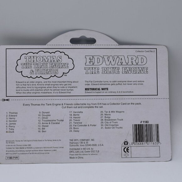 1993 Edward Diecast Blue Engine ERTL Thomas the Tank Engine & Friends Train New - Picture 11 of 11